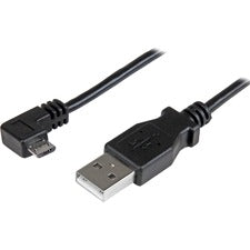 StarTech.com Micro-USB Charge-and-Sync Cable M/M - Right-Angle Micro-USB - 24 AWG - 2m (6ft.) 6.56 ft USB Data Transfer Cable for Phone, Tablet - First End: 1 x 4-pin USB 2.0 Type A - Male - Second End: 1 x 5-pin Micro USB 2.0 Type B - Male - 480 Mbit/s -