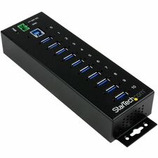 StarTech.com 10-Port Industrial USB 3.0 Hub USB 3.0 Type A - External - 10 USB Port(s) - 10 USB 3.0 Port(s) - PC - TAA Compliant