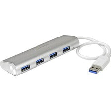 StarTech.com 4 Port Portable USB 3.0 Hub with Built-in Cable - Aluminum and Compact USB Hub USB - External - 4 USB Port(s) - 4 USB 3.0 Port(s)