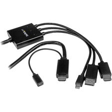 StarTech.com HDMI, DisplayPort or Mini DisplayPort to HDMI Converter Cable - 2 m (6 ft) 1 x 20-pin DisplayPort Digital Audio/Video - Male, 1 x 20-pin Mini DisplayPort Digital Audio/Video - Male, 1 x 19-pin HDMI Digital Audio/Video - Male - 1 x 19-pin HDMI