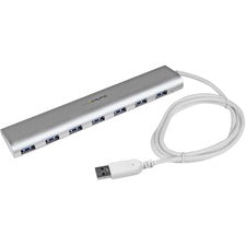 StarTech.com 7 Port Compact USB 3.0 Hub with Built-in Cable - Aluminum USB Hub - Silver USB - External - 7 USB Port(s) - 7 USB 3.0 Port(s)