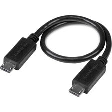 StarTech.com 8in USB OTG Cable - Micro USB to Micro USB - M/M - USB OTG Adapter - 8 inch 8" USB Data Transfer Cable for Tablet, Smartphone, External Hard Drive - First End: 1 x USB 2.0 Type B - Male - Second End: 1 x USB 2.0 Type B - Male - 28 AWG - Black