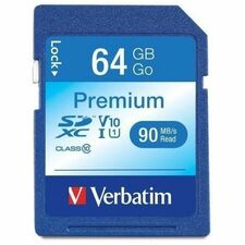 Verbatim Premium 64 GB Class 10/UHS-I (U1) SDXC - 1 Each - TAA Compliant 70 MB/s Read - 300x Memory Speed - Lifetime Warranty