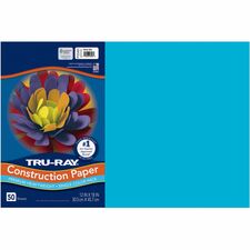 Tru-Ray Construction Paper Art Project - 18" Width x 12" Length - Atomic Blue - Sulphite - 50 / Pack