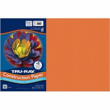 Tru-Ray Construction Paper Art Project - 18" Width x 12" Length - Electric Orange - Sulphite - 50 / Pack