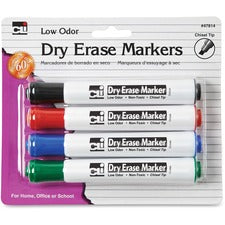 Charles Leonard Chisel Tip Dry Erase Markers Chisel Marker Point - Black, Blue, Red, Green Ink - 4 / Pack