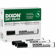 Dixon Dry Erase Markers Broad Chisel, Fine Marker Point - Black Ink - 12 / Box