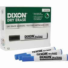 Dixon Dry Erase Markers Broad Chisel, Fine Marker Point - Blue Ink - 12 / Box
