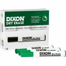 Dixon Dry Erase Markers Broad Chisel, Fine Marker Point - Green Ink - 1 Dozen