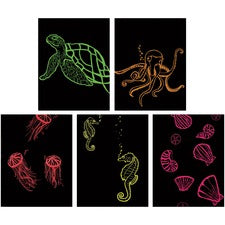 Now You See It! Etch Fluorscent Brd Craft - 50 Piece(s) - 11" Height x 8.50" Width - Fluorescent Red, Black, Fluorescent Orange, Fluorescent Green, Fluorescent Pink, Fluorescent Yellow - Wood - 50 / Pack