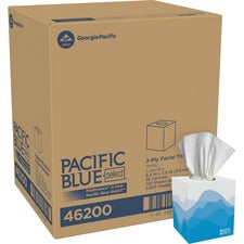 Pacific Blue Select Facial Tissue by GP Pro - Cube Box 2 Ply - 7.65" Width x 8.85" Length - White - 100/Box - 36 / Carton