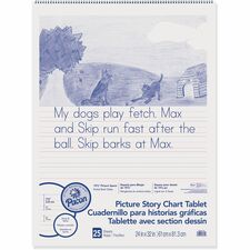 Pacon Ruled Picture Story Chart Tablet 25 Sheets - Spiral Bound - Both Side Ruling Surface - Ruled Front Ruling - 1.50" Ruled - 13.63" Picture Story Space - 24" x 32" Sheet Size - White Paper - Punched - 1 Each