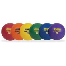 Champion Sports Poly Playground Ball Set 10" - Red, Orange, Yellow, Green, Blue, Purple - 6 / Set