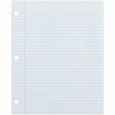 Ecology Recycled Filler Paper 500 Sheets - College Ruled Front Ruling - 0.28" Ruled - Red Margin - 3 Hole(s) - Letter - 8 1/2" x 11" Sheet Size - White Paper - Eco-friendly, Recyclable, Acid-free, Chlorine-free, Hole-punched - Recycled - 500 / Pack
