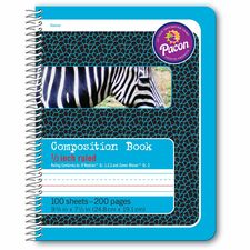 Pacon Composition Book 100 Sheets - 200 Pages - Spiral Bound - Short Way Ruled Front Ruling - 0.50" Ruled - 7 1/2" x 9 3/4" Sheet Size - Blue Cover - 1 Each