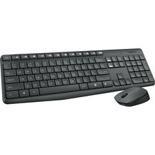 Logitech Wireless Keyboard and Mouse USB Wireless RF - English - Black - USB Wireless RF - Optical - Scroll Wheel - QWERTY - Black - AAA, AA - Compatible with Desktop Computer for PC, Linux, ChromeOS - 1 Each