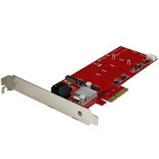 StarTech.com 2x M.2 NGFF SSD RAID Controller Card Plus 2x SATA III Ports - PCIe Add 2 Next Generation Form Factor M.2 SSDs & 2 SATA ports to your PC through PCIe - 2x M.2 NGFF SSD RAID Controller Card plus 2x SATA III Ports - PCIe - 2-Slot PCI Express SAT