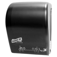Genuine Joe Solutions Touchless Hardwound Towel Dispenser Touchless, Hardwound Roll Dispenser - 15" Height x 11.4" Width x 9" Depth - Black - Touch-free, Anti-bacterial - 1 Each