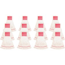 Genuine Joe Synthetic Blend Large Mophead Rayon, Cotton - White - 12 / Carton