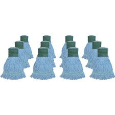 Genuine Joe Synthetic Blend Medium Mophead Rayon, Cotton - Blue - 12 / Carton