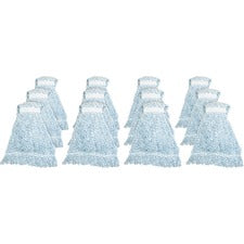 Genuine Joe Blue Stripes Hygrade Rayon Mophead Medium - Rayon - 12 / Carton