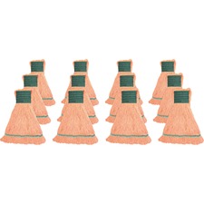 Genuine Joe Synthetic Blend Medium Mophead Rayon, Cotton - Orange - 12 / Carton