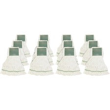 Genuine Joe Synthetic Blend Medium Mophead Rayon, Cotton - White - 12 / Carton