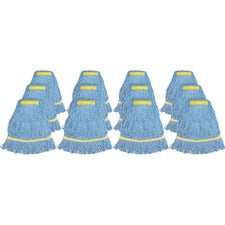 Genuine Joe Synthetic Blend Small Mophead Rayon, Cotton - Blue - 12 / Carton