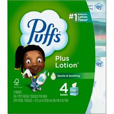 Puffs Plus Lotion Facial Tissues 2 Ply - WhiteBox - 56/Box - 4 / Pack