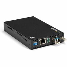 StarTech.com Gigabit Ethernet Copper-to-Fiber Media Converter - SM LC - 10 km 1 x Network (RJ-45) - 1 x LC Ports - DuplexLC Port - Single-mode - 1310 nm Fiber - Gigabit Ethernet - 1000Base-T, 1000Base-LX - 10 km - AC Adapter - Rack-mountable, Standalone -