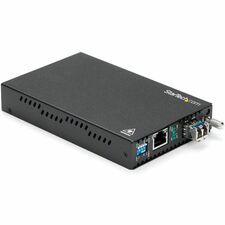 StarTech.com Gigabit Ethernet Copper-to-Fiber Media Converter - SM LC - 20 km 1 x Network (RJ-45) - 1 x LC Ports - DuplexLC Port - Single-mode - 1310 nm Fiber - Gigabit Ethernet - 1000Base-T, 1000Base-LX - 20 km - AC Adapter - Rack-mountable, Standalone -