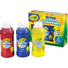 Crayola Washable Fingerpaint Bold Colors Set 3 Color(s) - True Blue, Lemon Yellow, Fire Engine Red - 8 oz - Washable - 3 / Set