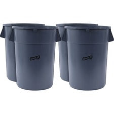 Genuine Joe 44-gallon Heavy-duty Trash Container 44 gal Capacity - Heavy Duty, Handle - 24" Height x 31.5" Width x 24" Depth - Gray - 4 / Carton
