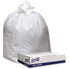 Genuine Joe Low Density White Can Liners 33 gal Capacity - 39" Length x 33" Width x 0.90 mil (23 Micron) Thickness - Low Density - White - Industrial Trash - Recycled - 100 / Carton
