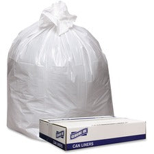 Genuine Joe Low Density White Can Liners 45 gal Capacity - 46" Length x 40" Width x 0.90 mil (23 Micron) Thickness - Low Density - White - Industrial Trash - Recycled - 100 / Carton