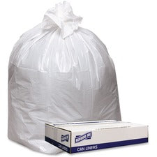 Genuine Joe Low Density White Can Liners 56 gal Capacity - 47" Length x 43" Width x 0.90 mil (23 Micron) Thickness - Low Density - White - Industrial Trash - Recycled - 100 / Carton