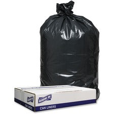 Genuine Joe Low Density Black Can Liners 60 gal Capacity - 58" Length x 38" Width x 1.20 mil (30 Micron) Thickness - Low Density - Black - Recycled - 100 / Carton