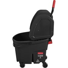 Rubbermaid Commercial WaveBrake Down Press Mop Bucket 8.75 gal - Splash Resistant, Durable, Caster - 27.4" x 16.1" - Tubular Steel - Black - 1 / Carton