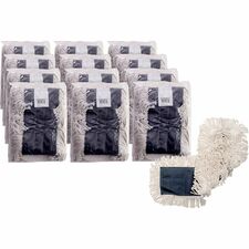 Genuine Joe Disposable Dust Mop Refill 5" Width x 36" Length - Disposable, 4-ply, Looped Ends, Quick Drying, Fray Resistant, Absorbent, Durable, 4-ply Yarn - Synthetic, Cotton - Natural - 12 / Carton