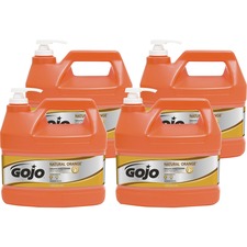 Gojo® Natural Orange Smooth Hand Cleaner Citrus Scent - 1 gal - Pump Bottle Dispenser - Soil Remover, Dirt Remover, Grease Remover - Hand - Orange - 4 / Carton