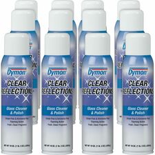 Dymon Clear Reflections Aerosol Glass Cleaner 19 fl oz (0.6 quart) - Residue-free - Silver, Blue - 12 / Carton