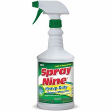 Spray Nine Heavy-Duty Cleaner/Degreaser w/Disinfectant 32 fl oz (1 quart) - Disinfectant, Water Based, Petroleum Free, Antibacterial - Clear Bottle - 12 / Carton