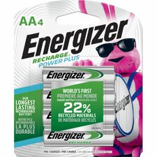 Energizer Recharge Power Plus Rechargeable AA Battery 4-Packs For Multipurpose - Battery Rechargeable - AA - 2300 mAh - 1.2 V DC - 4/Pack - 24 / Carton