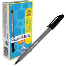 Paper Mate Inkjoy 100 ST Ballpoint Stick Pens 1 mm Medium Pen Point - Black Ink - Translucent Barrel - 1 Dozen