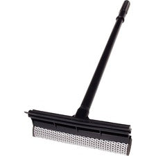 Unger Auto Squeegee Scrubber 8" Blade - 18" Plastic Handle - Heavy Duty - Black - 20 / Carton