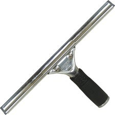 Unger 12" Pro Stainless Steel Complete Squeegee 12" Blade - Non-slip Grip, Ergonomic - Black, Silver - 10 / Carton