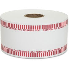 PAP-R Color-coded Coin Machine Wrappers 1000 ft Length - 1900 Wrap(s) - Total $0.50 in 50 Coins of 1¢ Denomination - 15 lb Basis Weight - Kraft - Red, White - 1900 / Roll
