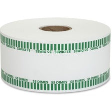 PAP-R Color-coded Coin Machine Wrappers 1000 ft Length - 1900 Wrap(s) - Total $5.0 in 50 Coins of 10¢ Denomination - 15 lb Basis Weight - Kraft - Green, White - 1900 / Roll