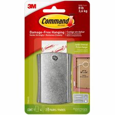 Command Sticky Nail Wire-Backed Hanger 8 lb (3.63 kg) Capacity - for Decoration, Pictures - Metal - Silver - 1 / Pack