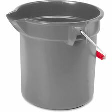 Rubbermaid Commercial Brute 10-quart Utility Bucket 2.50 gal - Heavy Duty, Rust Resistant, Bend Resistant - 10.2" - Plastic, Steel, High-density Polyethylene (HDPE) - Gray, Nickel, Chrome - 12 / Carton